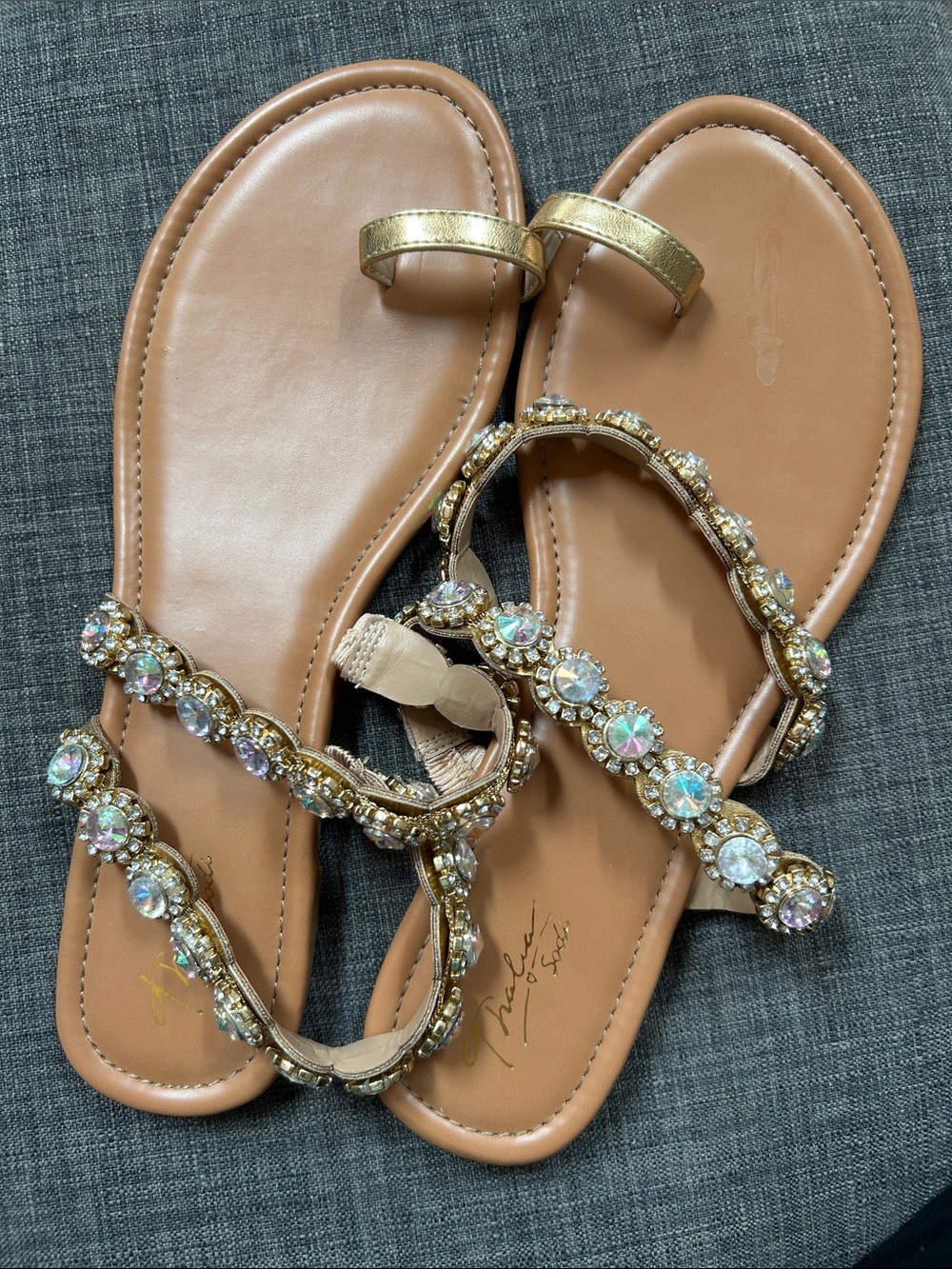 Talia Sodi Gold Jeweled Toe-Ring Sandals - Women's